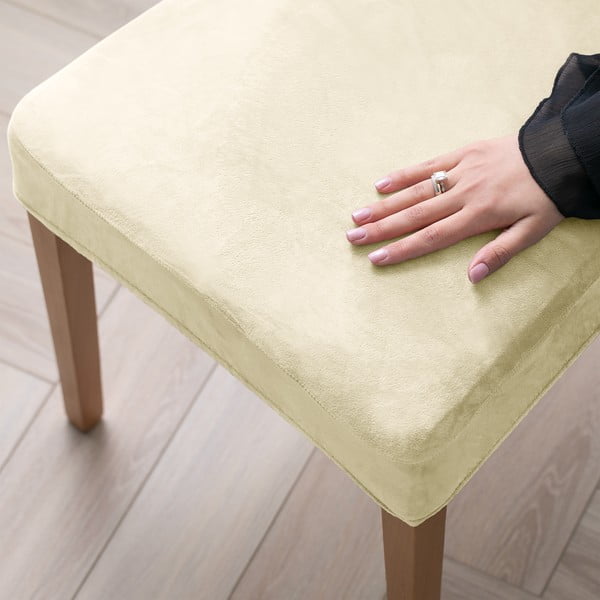 Krémové napínacie poťahy v súprave 4 ks na stoličku 48 cm Sento – Restilo-image-1