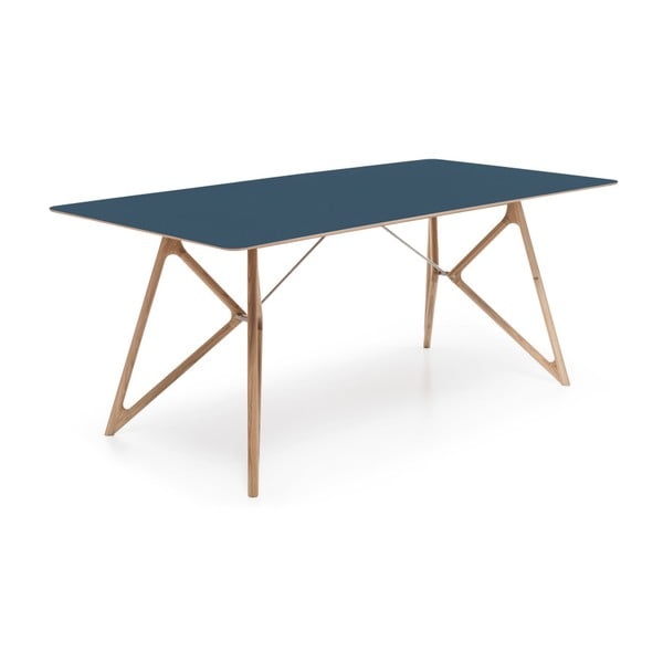 Dubový jedálenský stôl Tink Linoleum Gazzda, 160cm, modrý