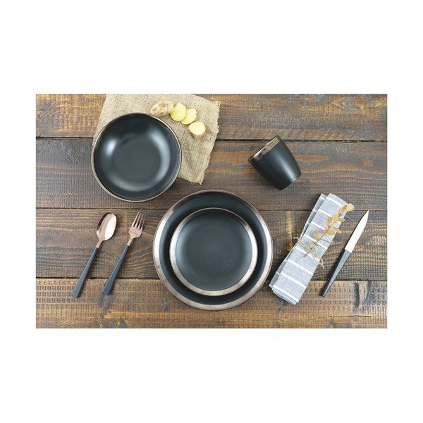 18-dielna súprava čierneho riadu z kameniny Villa d'Este Naima-image-1