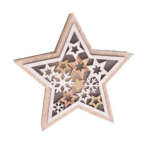 Drevená hviezda s LED svetlom Dakls, výška 15 cm