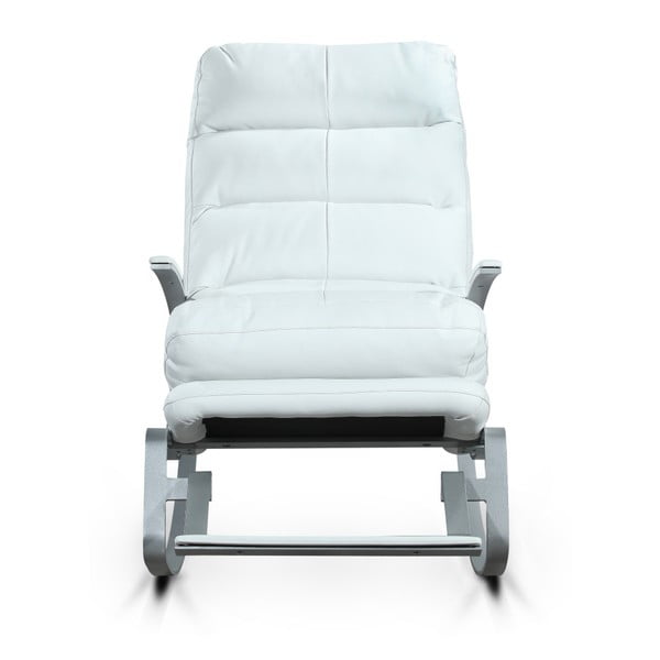 Biele koženkové hojdacie kreslo Garageeight Rockport-image-1