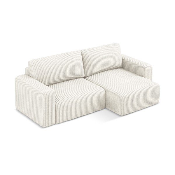 Krémová menčestrová rozkladacia/s úložným priestorom rohová pohovka (pravý roh/s leňoškou) Kona – Makamii-image-3