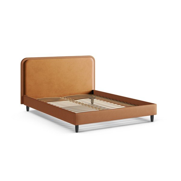 Oranžová čalúnená dvojlôžková posteľ s roštom 200x200 cm Aveline – Micadoni -image-2