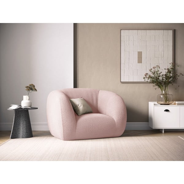 Svetloružové kreslo z textílie buklé Essen – Cosmopolitan Design-image-1