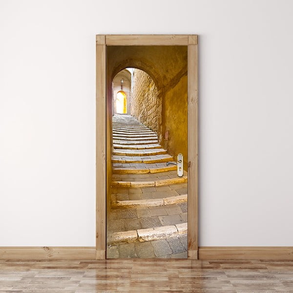 Samolepiaca tapeta na dvere Walplus Stone Stairway, 88 × 200 cm