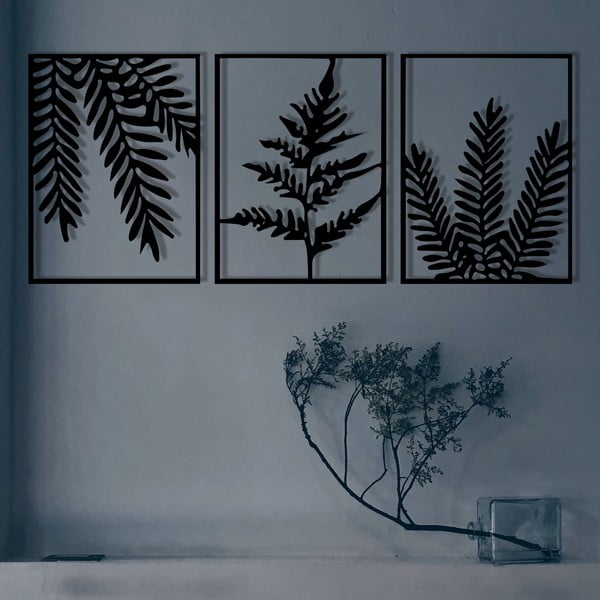 Kovové nástenné dekorácie v súprave 3 ks 118x50 cm Yakomo – Wallity-image-2