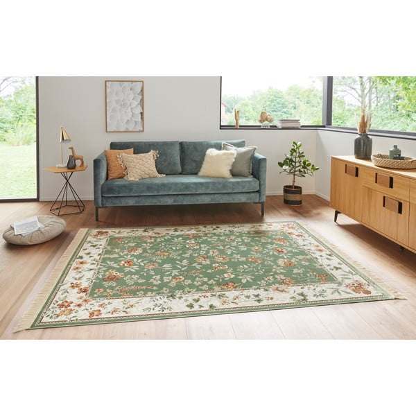 Zeleno-krémový koberec z viskózy 135x195 cm Oriental – Nouristan-image-1