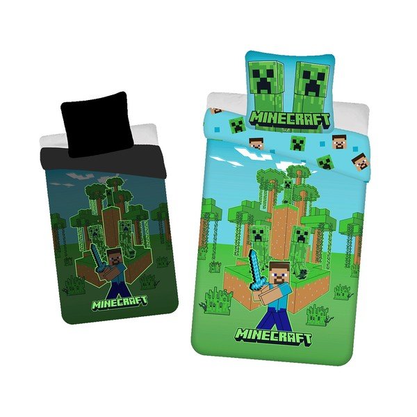 Bavlnené detské obliečky so svietiacim efektom na jednolôžko 140x200 cm Minecraft "Jungle Fight" – Jerry Fabrics