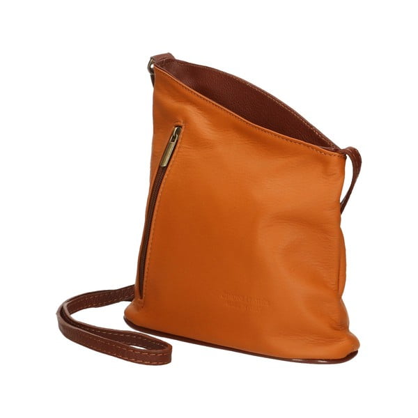 Koňakovohnedá kožená kabelka Chicca Borse Garturo-image-3