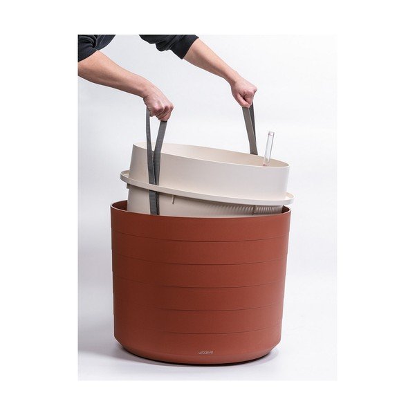 Hnedočervený samozavlažovací kvetináč Plastia Berberis, 55 cm-image-3