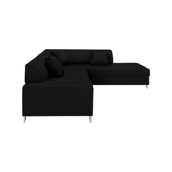 Čierna rohová rozkladacia pohovka s nohami v striebornej farbe Cosmopolitan Design Orlando, pravý roh-image-2