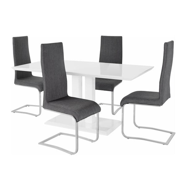 Sada jedálenského stola a 4 sivých stoličiek Støraa Mai