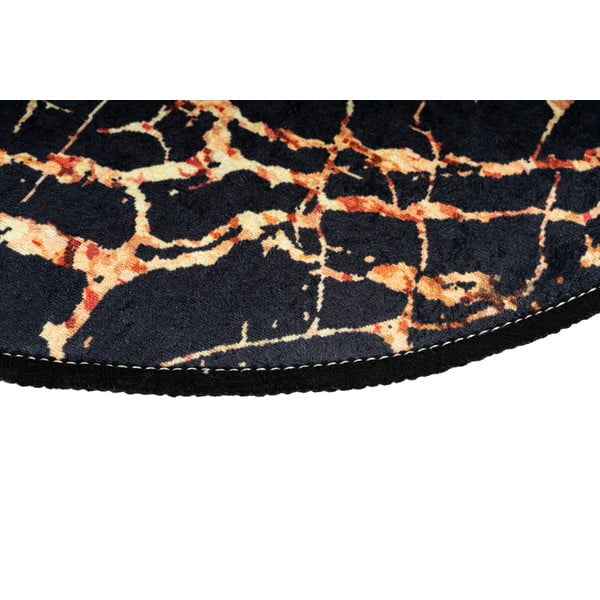 Súprava 2 čiernych oválnych kúpeľňových predložiek Foutastic Gold Marble-image-3