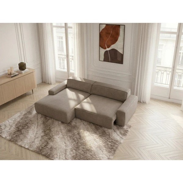 Taupe rozkladacia/s elektrickým výsuvom sedadla rohová pohovka (ľavý roh) Abel – Bobochic Paris-image-4