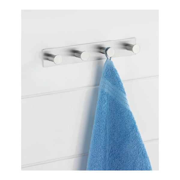 Samodržiaci nástenný vešiak so 4 háčikmi v striebornej farbe Wenko Celano-image-1