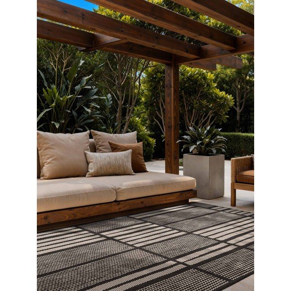 Čierny/krémovobiely vnútorný a vonkajší koberec 120x170 cm Haringey Allington – Ted Baker-image-1