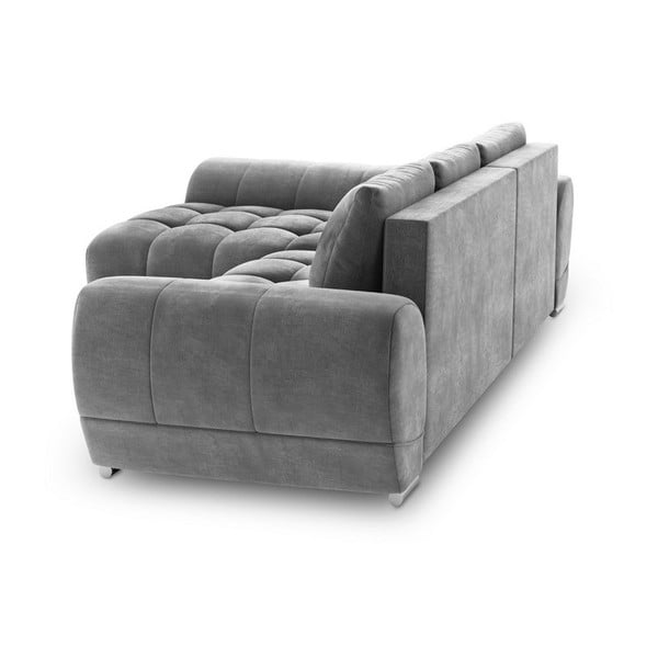 Sivá rozkladacia rohová pohovka so zamatovým poťahom Windsor & Co Sofas Nuage, ľavý roh-image-3