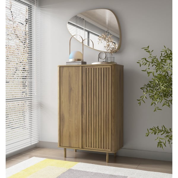 Skrinka v dekore duba v prírodnej farbe 86x130x40 cm Salma – Marckeric-image-1