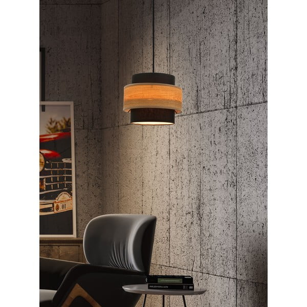 Závesné svietidlo s textilným tienidlom v čierno-prírodnej farbe ø 20 cm Twin – Candellux Lighting-image-1