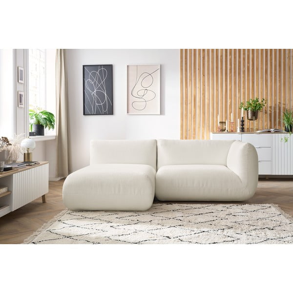 Biela menčestrová rohová pohovka (ľavý roh) Lecomte - Bobochic Paris-image-1