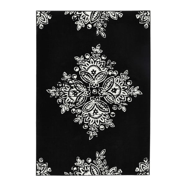 Čierno-biely koberec Hanse Home Gloria Blossom, 80 x 150 cm