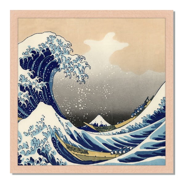 Obraz v ráme Liv Corday Asian Hokusai Wave, 40 x 40 cm