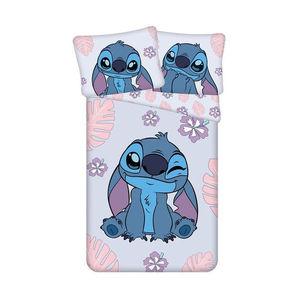 Modro-fialové bavlnené detské obliečky na jednolôžko 140x200 cm Lilo and Stitch "Cute" – Jerry Fabrics