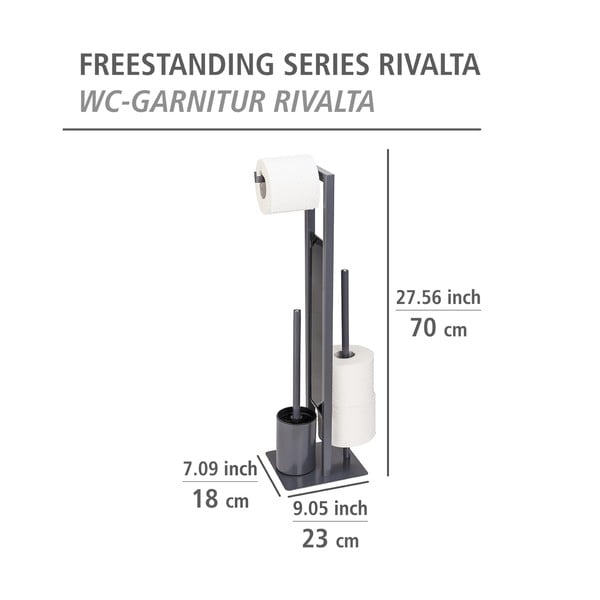 Sivý stojan na toaletný papier s WC kefou Wenko Rivalta-image-4