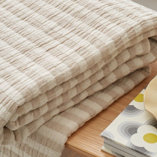 Bavlnená deka v prírodnej farbe 150x200 cm Cotton Muslin Stripe – Bianca-image-2