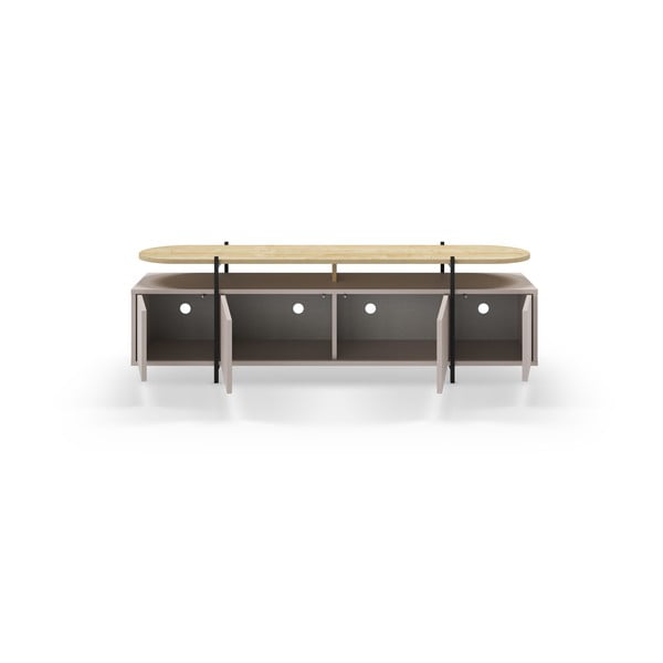 Sivo-béžový TV stolík v dekore duba 160x48 cm Hinoa – Marckeric-image-3