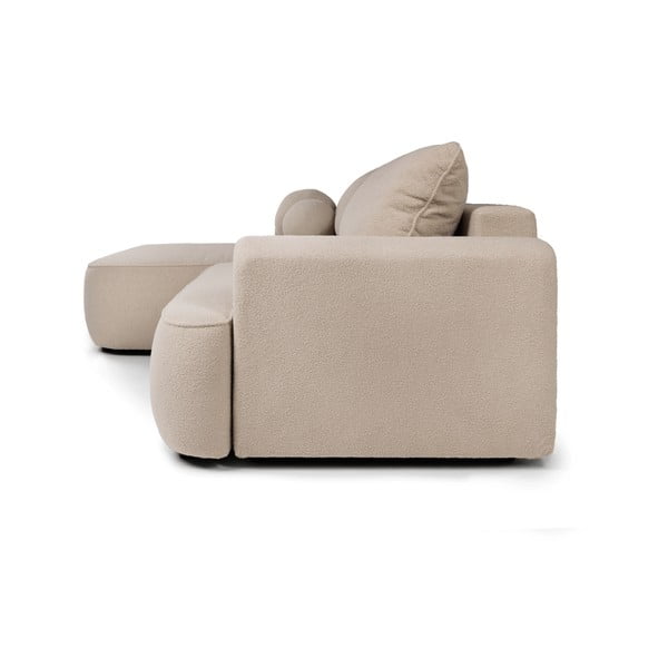 Béžová rozkladacia rohová pohovka z textílie buklé (ľavý roh) Quinoa – Bonami Selection-image-3