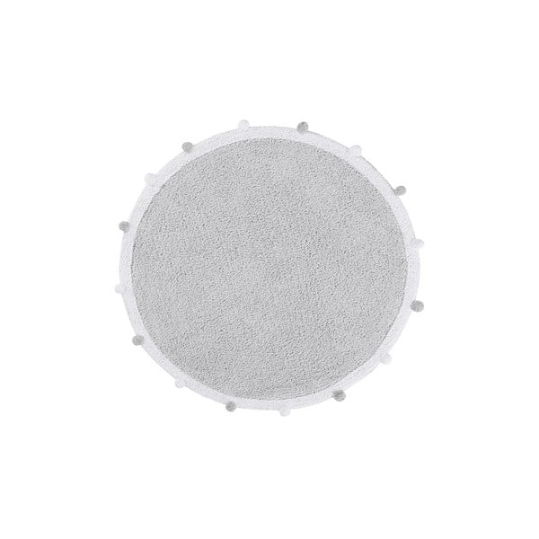 Svetlosivý prateľný ručne tkaný bavlnený detský koberec ø120 cm Bubbly – Lorena Canals