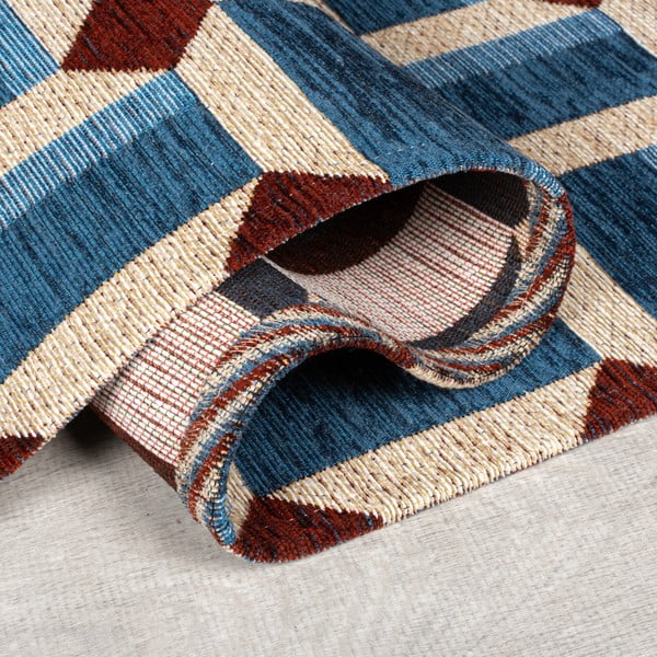Modrý behúň 60x230 cm Lennox Geometric – Flair Rugs-image-2