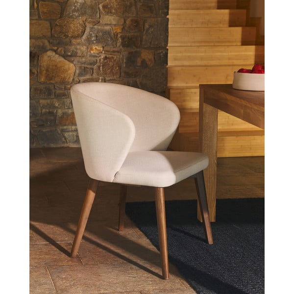 Krémovobiele čalúnené jedálenské kreslo Darice – Kave Home-image-1