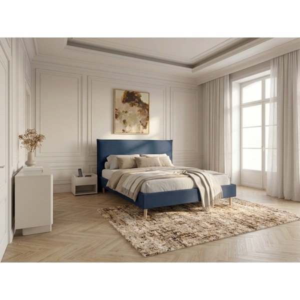 Modrá dvojlôžková posteľ Bobochic Paris Sary Light, 180 x 200 cm-image-1