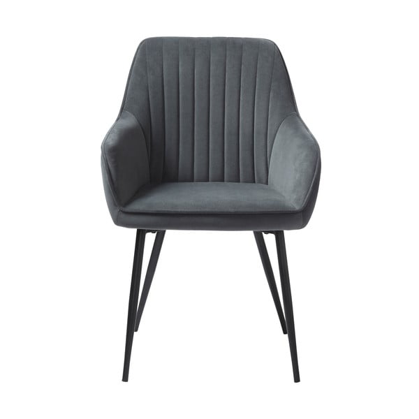 Sivé čalúnené jedálenské kreslá v súprave s podrúčkami 2 ks Nolan Stripe – Unique Furniture-image-1