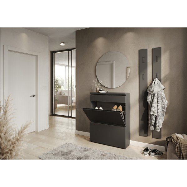 Antracitová skrinka na topánky 80x107x29 cm Baldone – Germania-image-4