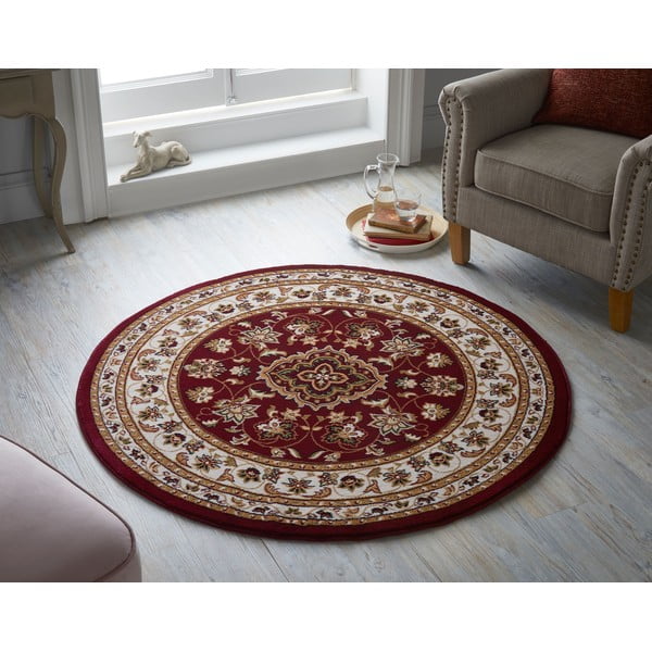 Červený okrúhly koberec 133x133 cm Sherbone - Flair Rugs-image-1
