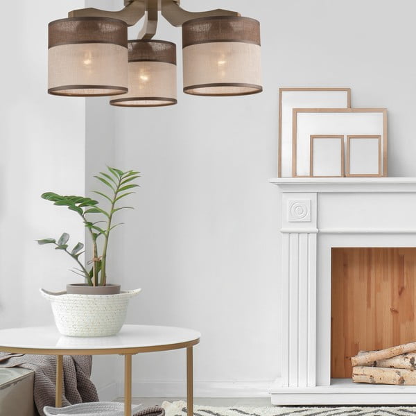 Tmavohnedé stropné svietidlo s textilným tienidlom ø 16 cm Andrea – LAMKUR-image-2