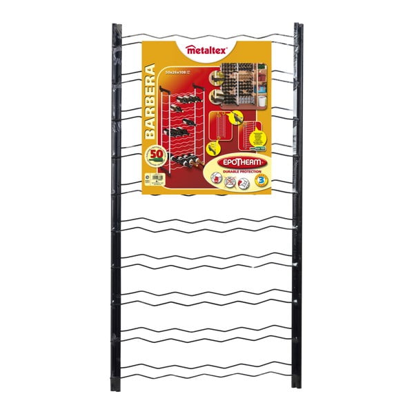 Čierny kovový regál na víno počet fliaš 50 Barbera – Metaltex-image-2