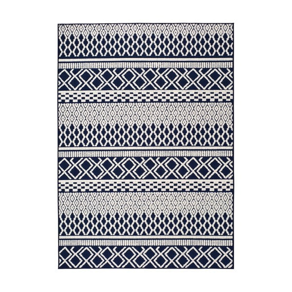 Modro-biely vonkajší koberec Universal Cannes ZigZag, 150 x 80 cm