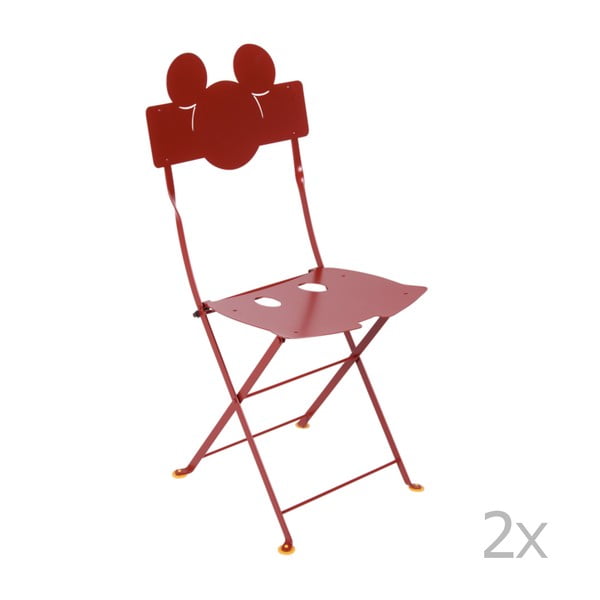 Sada 2 červených kovových záhradných stoličiek Fermob Bistro Mickey