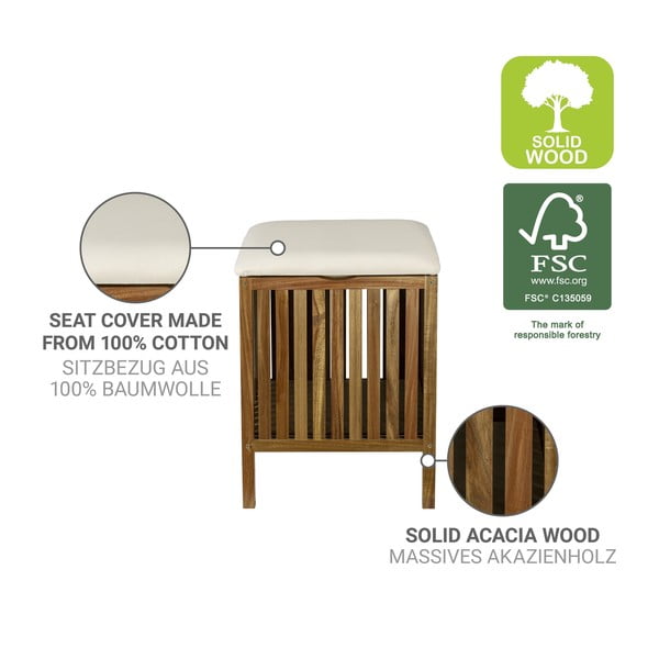 Tmavo prírodný drevený kôš na bielizeň 38 l Fondi – Wenko-image-2