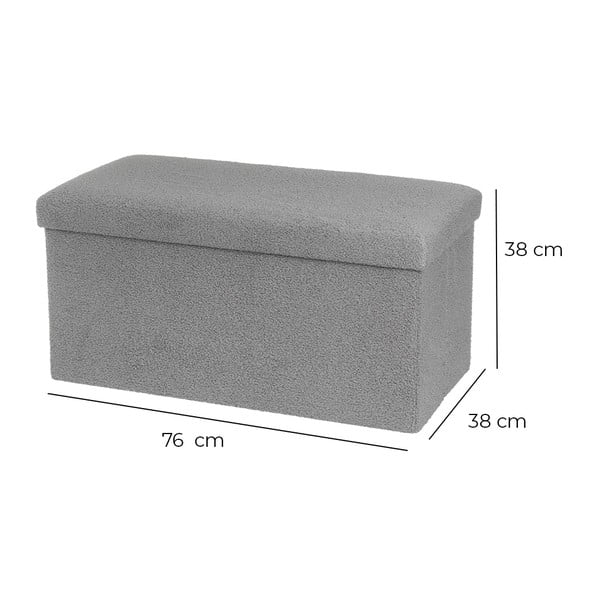 Sivý taburet z textílie buklé Folding – Casa Selección-image-3