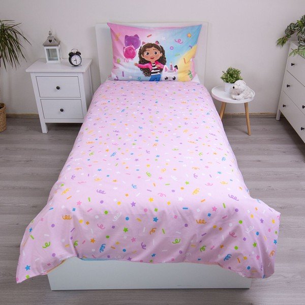 Ružové bavlnené obliečky na jednolôžko 140x200 cm Gabby's Dollhouse "Rainbow" – Jerry Fabrics-image-3