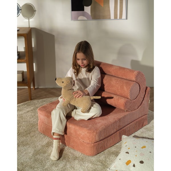 Ružové menčestrové detské kresielko Flipster – Wigiwama-image-3