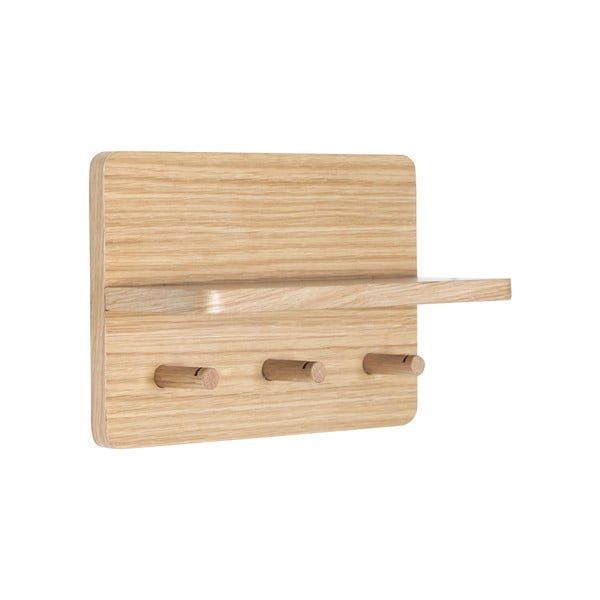 Nástenný vešiak v dekore duba v prírodnej farbe s poličkou Space – Hübsch