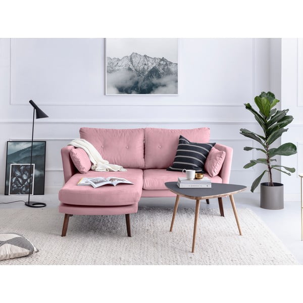 Svetloružová trojmiestna pohovka Mazzini Sofas Elena, s leňoškou na ľavom rohu-image-1