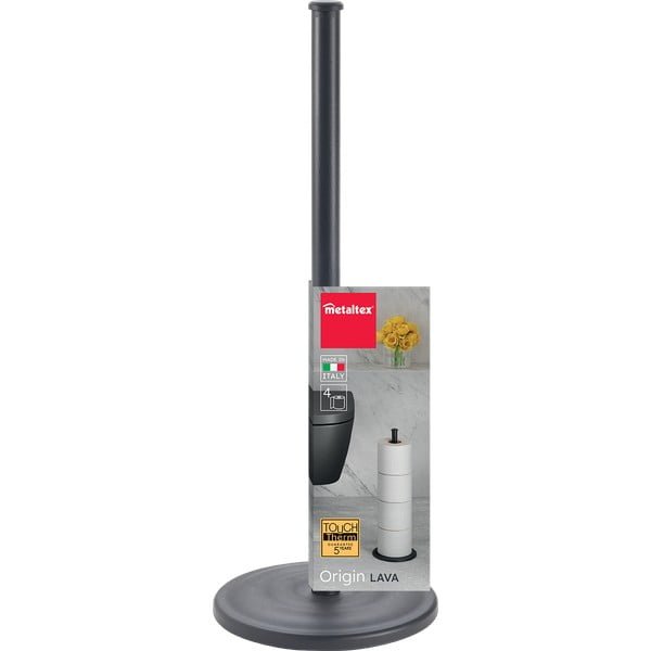 Matne čierny oceľový stojan na toaletný papier Lava – Metaltex-image-3