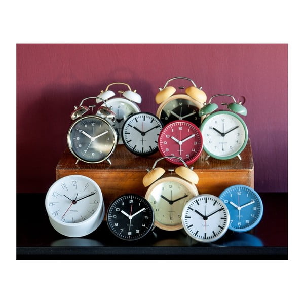 Čierny budík v drevenom dekore Karlsson Classic Bell, ⌀ 10 cm-image-2